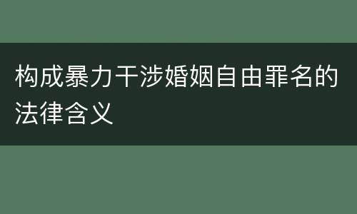 构成暴力干涉婚姻自由罪名的法律含义