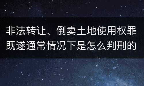 非法转让、倒卖土地使用权罪既遂通常情况下是怎么判刑的