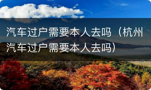 汽车过户需要本人去吗（杭州汽车过户需要本人去吗）