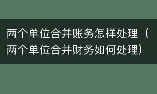 两个单位合并账务怎样处理（两个单位合并财务如何处理）