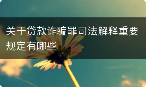 关于贷款诈骗罪司法解释重要规定有哪些