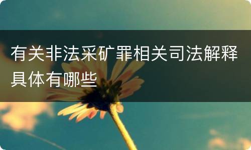 有关非法采矿罪相关司法解释具体有哪些