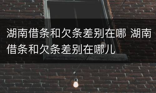湖南借条和欠条差别在哪 湖南借条和欠条差别在哪儿