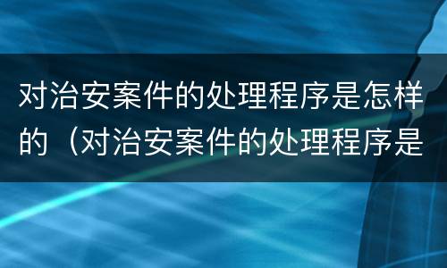 对治安案件的处理程序是怎样的（对治安案件的处理程序是怎样的呢）