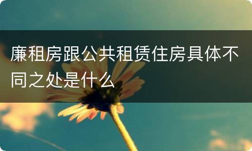 廉租房跟公共租赁住房具体不同之处是什么