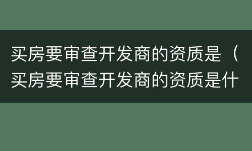 买房要审查开发商的资质是（买房要审查开发商的资质是什么意思）
