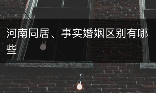 河南同居、事实婚姻区别有哪些