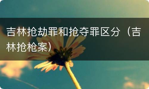 吉林抢劫罪和抢夺罪区分（吉林抢枪案）