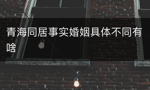 青海同居事实婚姻具体不同有啥