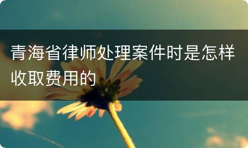 青海省律师处理案件时是怎样收取费用的