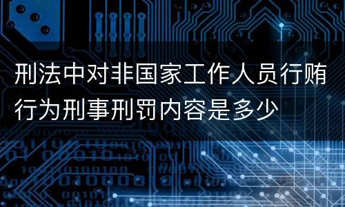 刑法中对非国家工作人员行贿行为刑事刑罚内容是多少