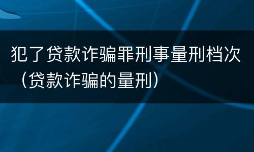犯了贷款诈骗罪刑事量刑档次（贷款诈骗的量刑）