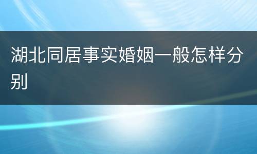 湖北同居事实婚姻一般怎样分别