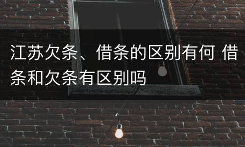 江苏欠条、借条的区别有何 借条和欠条有区别吗
