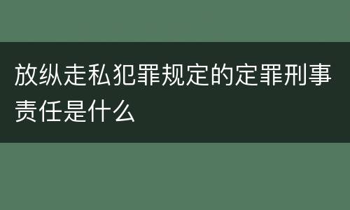 放纵走私犯罪规定的定罪刑事责任是什么