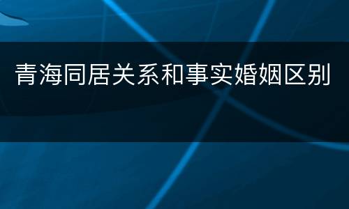 青海同居关系和事实婚姻区别