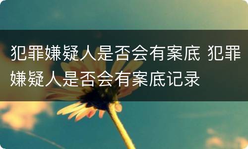 犯罪嫌疑人是否会有案底 犯罪嫌疑人是否会有案底记录