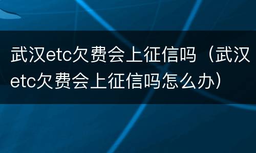 武汉etc欠费会上征信吗（武汉etc欠费会上征信吗怎么办）