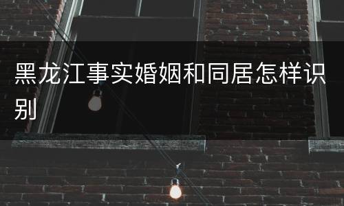 黑龙江事实婚姻和同居怎样识别
