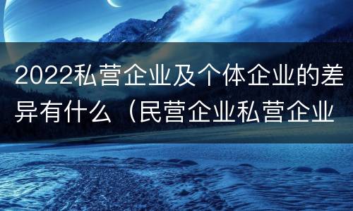2022私营企业及个体企业的差异有什么（民营企业私营企业的区别）