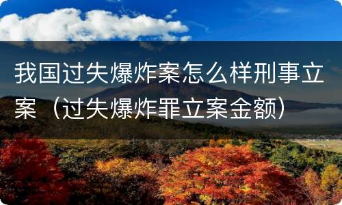 我国过失爆炸案怎么样刑事立案（过失爆炸罪立案金额）