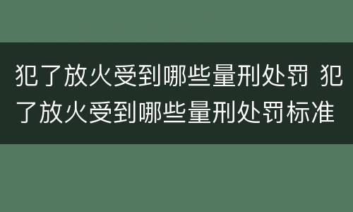 犯了放火受到哪些量刑处罚 犯了放火受到哪些量刑处罚标准
