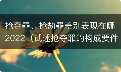抢夺罪、抢劫罪差别表现在哪2022（试述抢夺罪的构成要件以及与抢劫罪的区别）