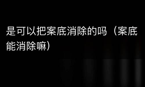 是可以把案底消除的吗（案底能消除嘛）