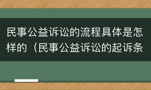 民事公益诉讼的流程具体是怎样的（民事公益诉讼的起诉条件）