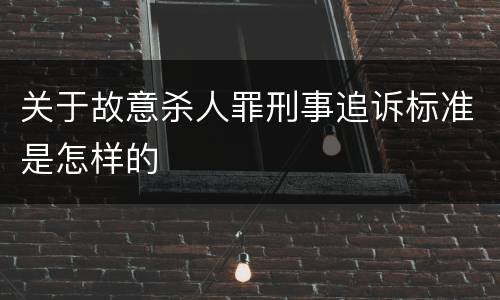 关于故意杀人罪刑事追诉标准是怎样的