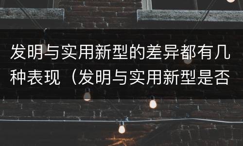 发明与实用新型的差异都有几种表现（发明与实用新型是否具有实用性）