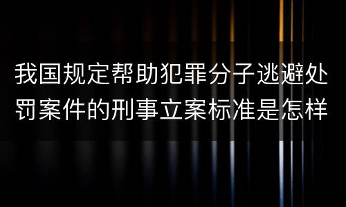 我国规定帮助犯罪分子逃避处罚案件的刑事立案标准是怎样的