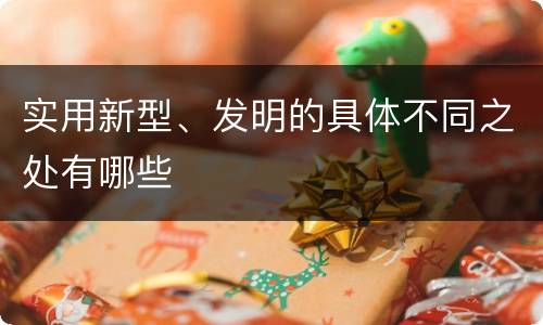 实用新型、发明的具体不同之处有哪些