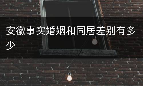 安徽事实婚姻和同居差别有多少