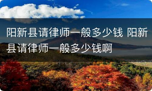 阳新县请律师一般多少钱 阳新县请律师一般多少钱啊