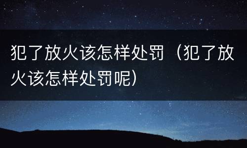 犯了放火该怎样处罚（犯了放火该怎样处罚呢）