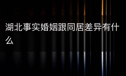 湖北事实婚姻跟同居差异有什么