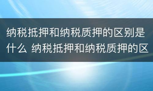 纳税抵押和纳税质押的区别是什么 纳税抵押和纳税质押的区别是什么呢