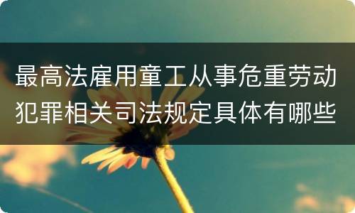 最高法雇用童工从事危重劳动犯罪相关司法规定具体有哪些主要内容