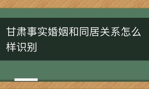 甘肃事实婚姻和同居关系怎么样识别