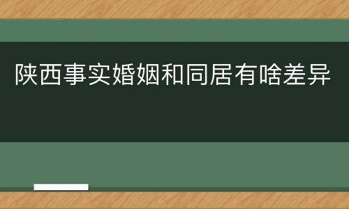 陕西事实婚姻和同居有啥差异