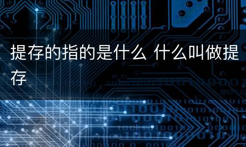 提存的指的是什么 什么叫做提存