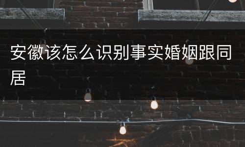 安徽该怎么识别事实婚姻跟同居