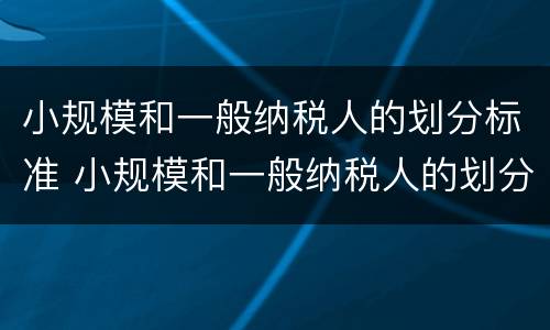 小规模和一般纳税人的划分标准 小规模和一般纳税人的划分标准是什么