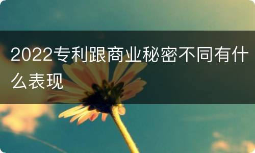 2022专利跟商业秘密不同有什么表现