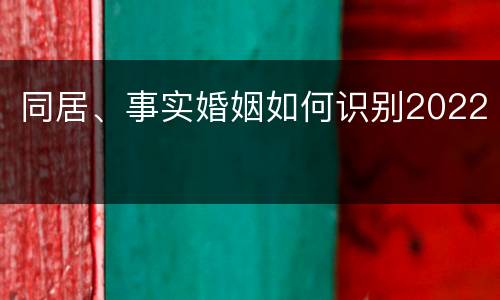 同居、事实婚姻如何识别2022