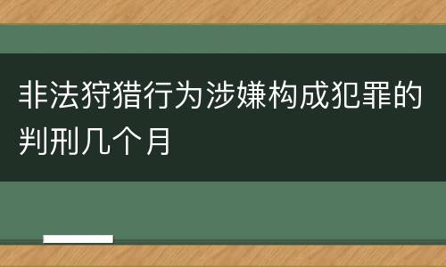 非法狩猎行为涉嫌构成犯罪的判刑几个月