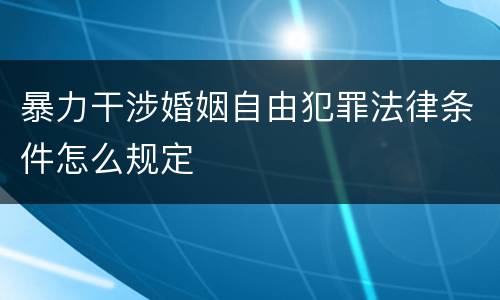 暴力干涉婚姻自由犯罪法律条件怎么规定