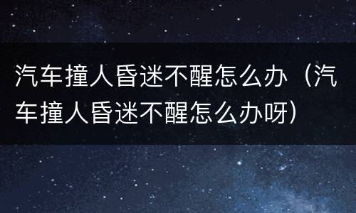 汽车撞人昏迷不醒怎么办（汽车撞人昏迷不醒怎么办呀）
