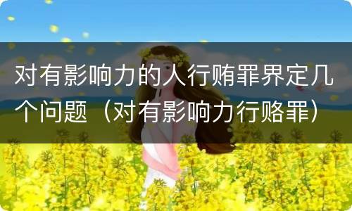 对有影响力的人行贿罪界定几个问题（对有影响力行赂罪）